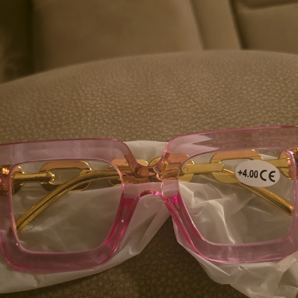 Accessories - Pink and Gold Square Glasses(Readers)+4.00